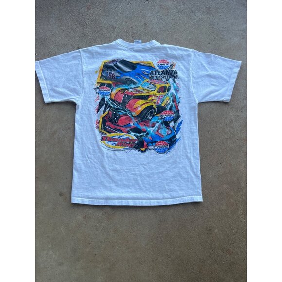 Vintage NASCAR Atlanta Motor Speedway Thunder Ring White T-Shirt L C4 - Picture 7 of 7